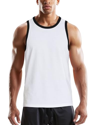 Amazon.com: Zengjo Men Tank Top Jersey(White/Black,XL) : Clothing